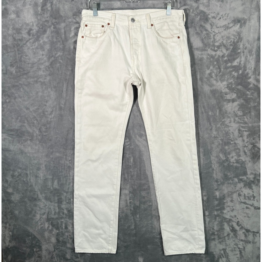Levis 501 White Jeans Mens 30x32 Straight Original Fit Denim Button Fly